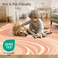 thumbnail image 4 of ODIKA 9'x12' Washable Area Rug Non-Shedding, Easy Care Swirling Wave Ombre Abstract Flow Pastel Ripple Peach Gradient Refined for Master Suite, California King, Under Bed, 4 of 7