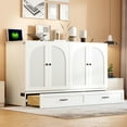 thumbnail image 2 of Queen Size Murphy Bed with Large Capacity Drawers, Space-Saving Cabinet Bed with Foldable Design, for  Apartments, Guesthouses, White, 2 of 9