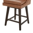 thumbnail image 4 of CHITA 26 inch Upholstered Swivel Faux Leather Counter Bar Stools with Back & Wood Legs Set of 2, Saddle Brown, 4 of 8
