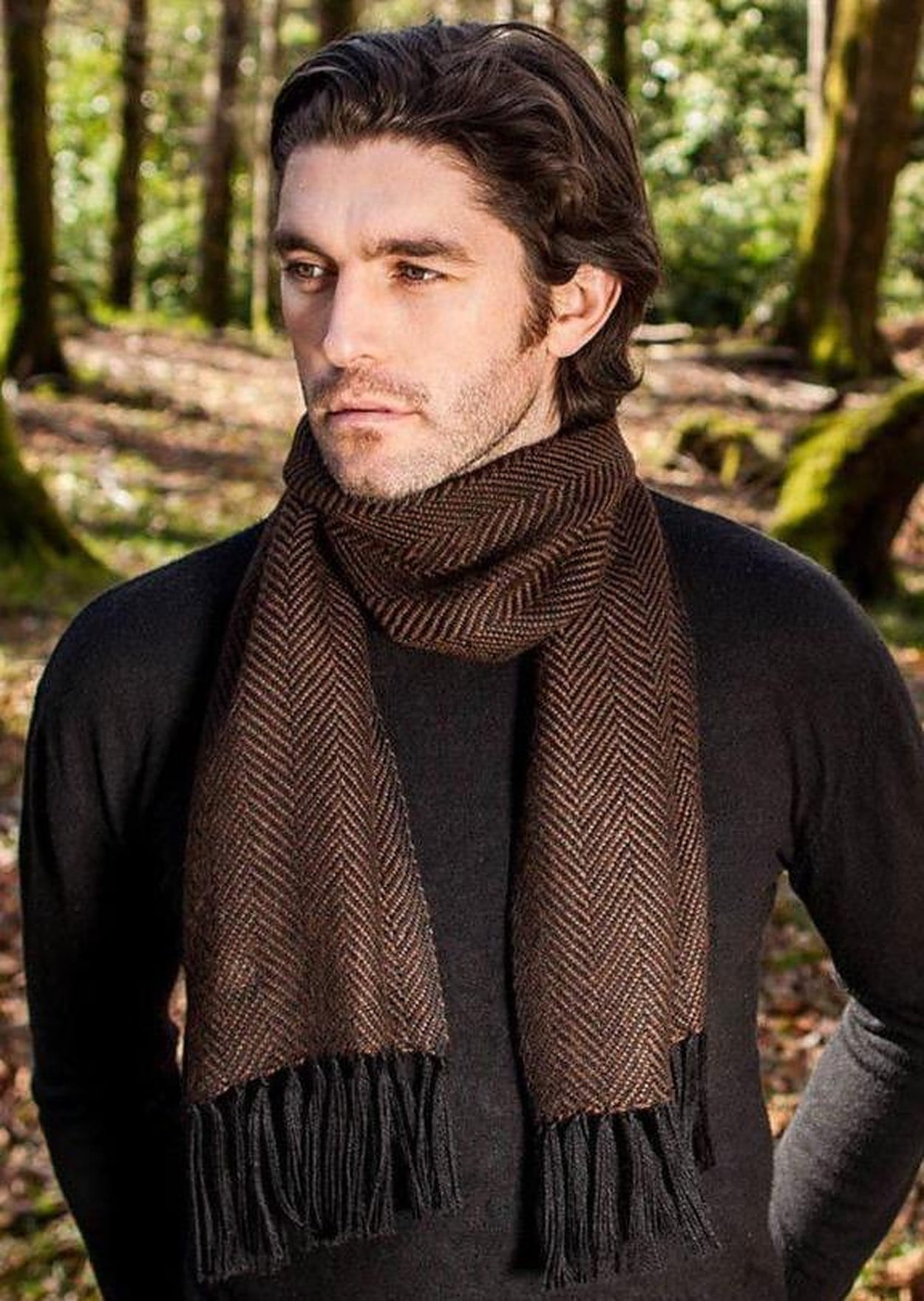 Louis Vuitton Men's Black 100% Wool Knitted Scarf Alpes