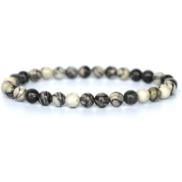 Angelstones Bracelet Extensible en Perles Rondes de Pierre Précieuse Picasso Jasper 6mm 7 Pouces Unisexe