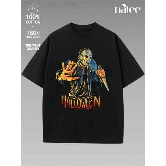 Greenink Michael Myers Halloween Horror Premium Cotton T-shirthalloween t-shirt shirts clothes tee tshirts clothes men t shirts high guality graphic for men cartoon youth graphic tees me