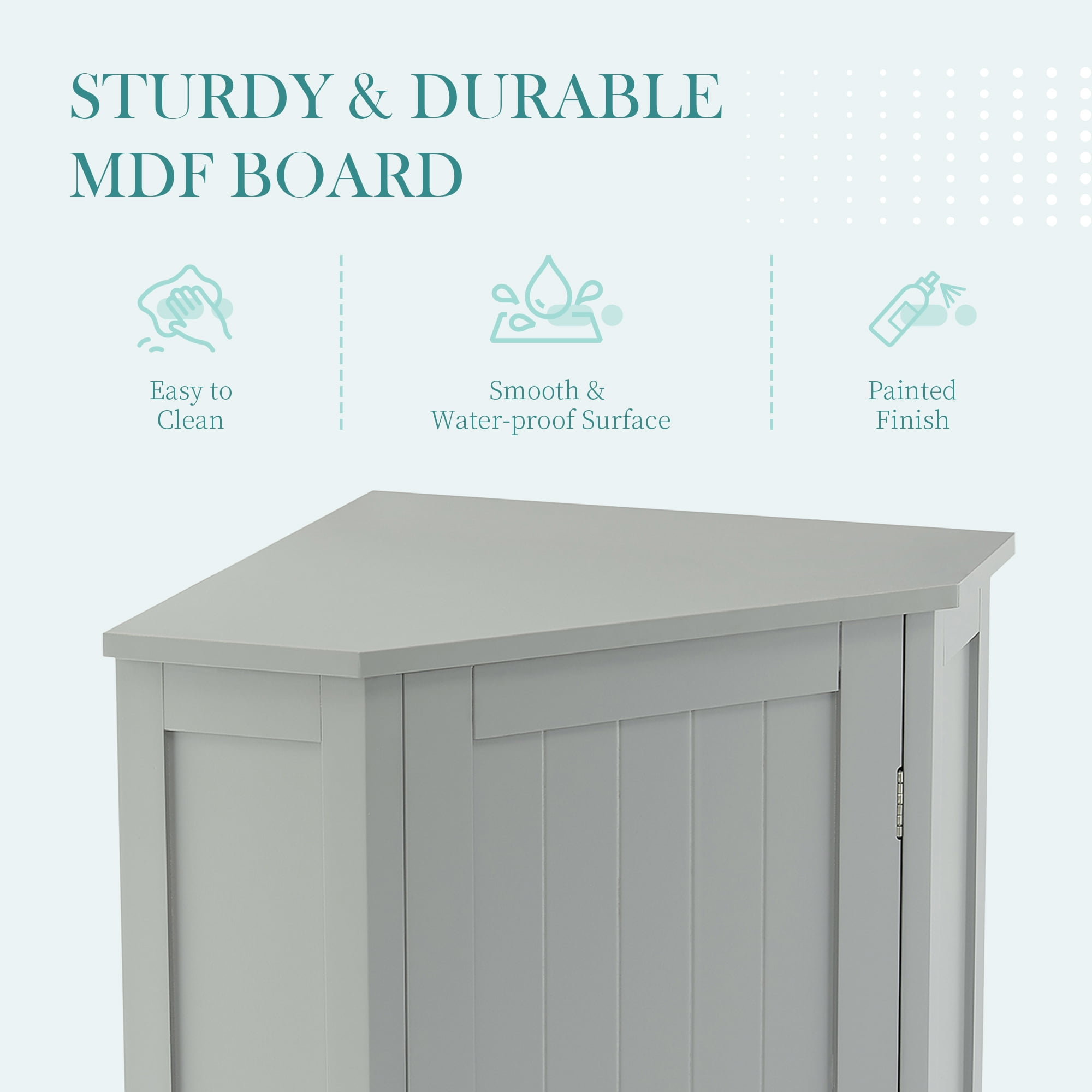 Euroco Bathroom Storage Cabinet with Adjustable Shelves, MDF Freestanding Cabinet with Doors for Bathroom, Living Room, or Laundry Room