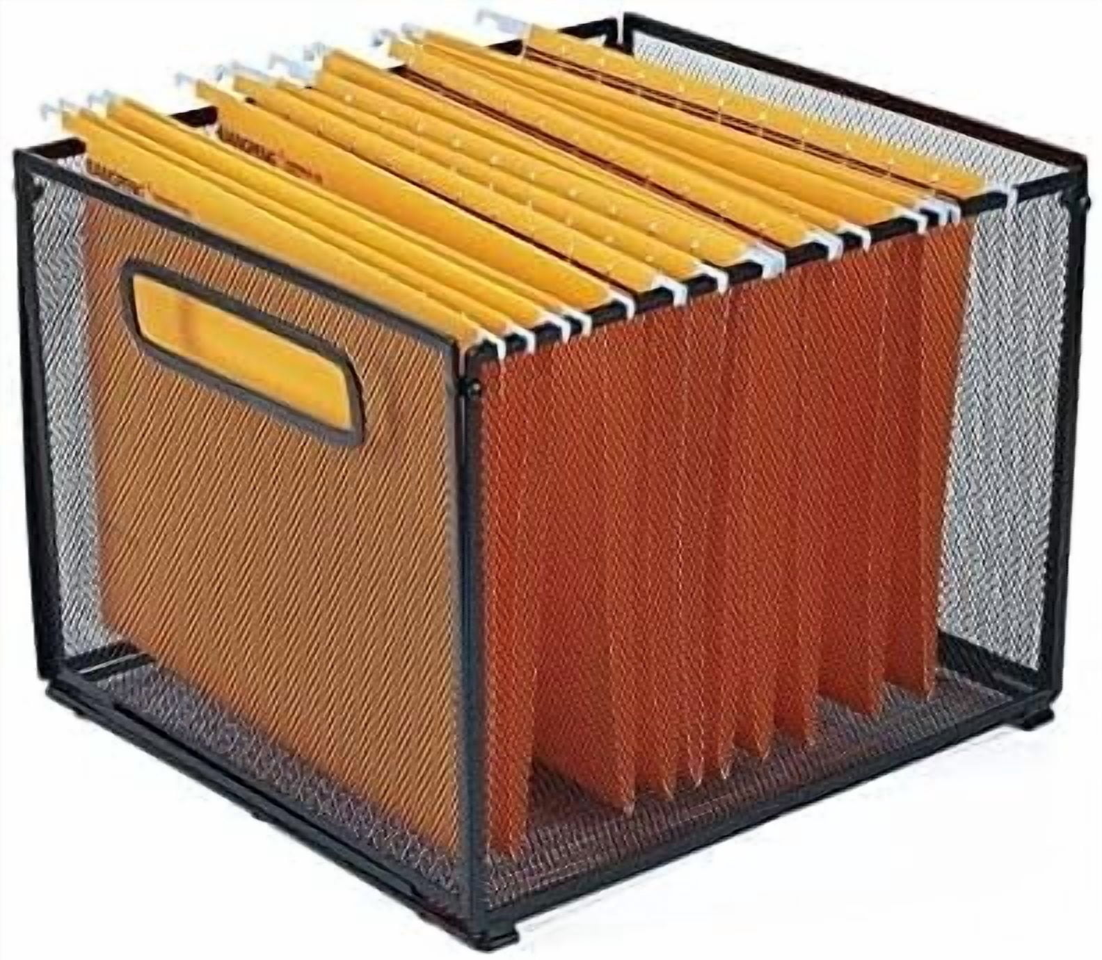 SETTFRFE Letter Size Hanging Folder Organizer,Metal Mesh File Box,Office Baskets,Black