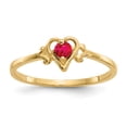 thumbnail image 1 of 14K Yellow Gold Ruby Birthstone Heart Ring, 1 of 2