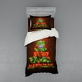thumbnail image 2 of Ambesonne Christmas Bedding Set 4 Pcs, Happy New Year Neon, Queen, Burgundy Green, 2 of 3