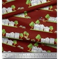 thumbnail image 3 of Soimoi Poly Georgette Fabric Vehicles,Tree & Shops Architectural Fabric Prints By Yard 52 Inch Wide, 3 of 3