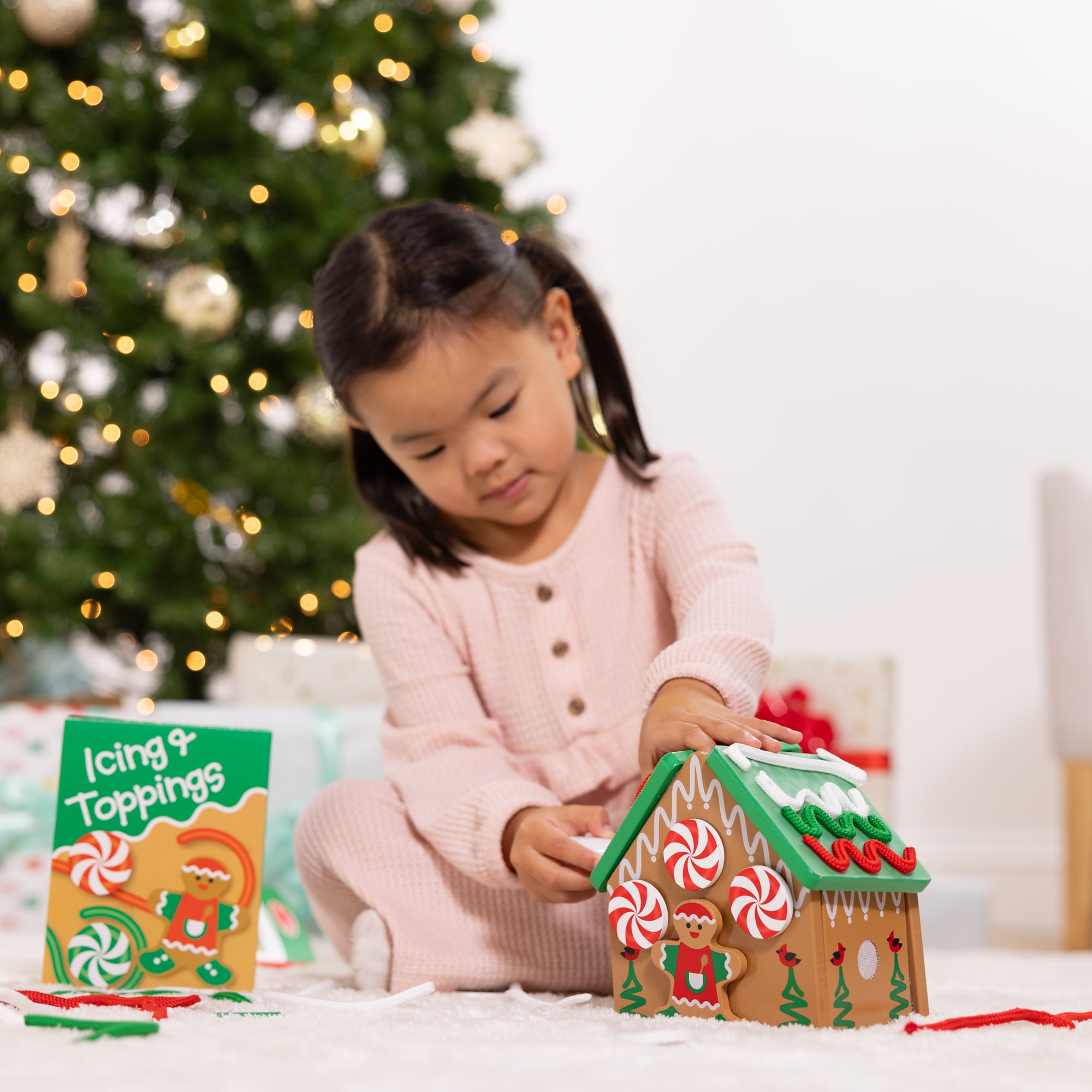 Melissa & Doug Wooden Gingerbread House Reusable, Mess-Free Play Set Activity for Boys and Girls - FSC Certified