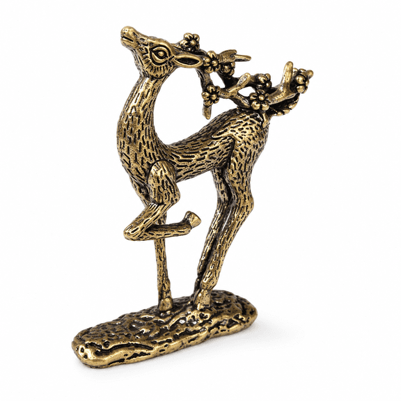 ABPETE Brass Deer - Deer Figurine Home Decor Reindeer Sculpture Christmas Decor Christmas Elk Statues for Office Bookshelf Desktop Decoration