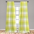 thumbnail image 4 of Ambesonne Yellow Plaid Curtains, Ombre Lines Squares, Pair of 28"x63", Mustard White Apple Green, 4 of 4