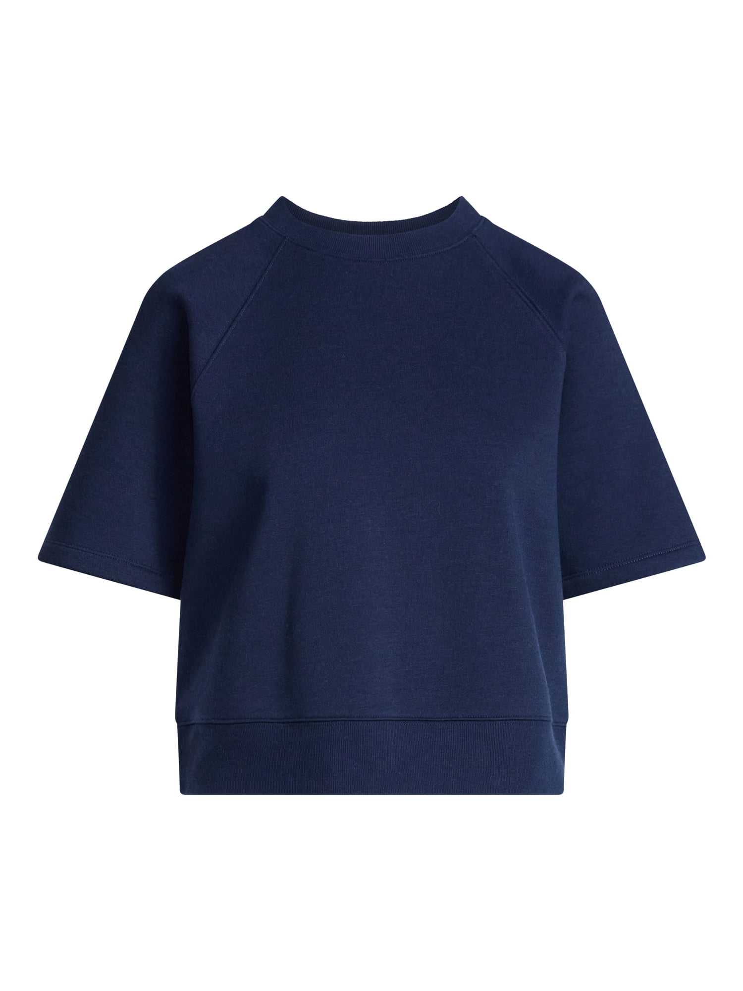 Time and Tru Women's Boxy Sweatshirt with Short Sleeves, Size XS-XXXL