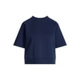 thumbnail image 5 of Time and Tru Women's Boxy Sweatshirt with Short Sleeves, Size XS-XXXL, 5 of 5