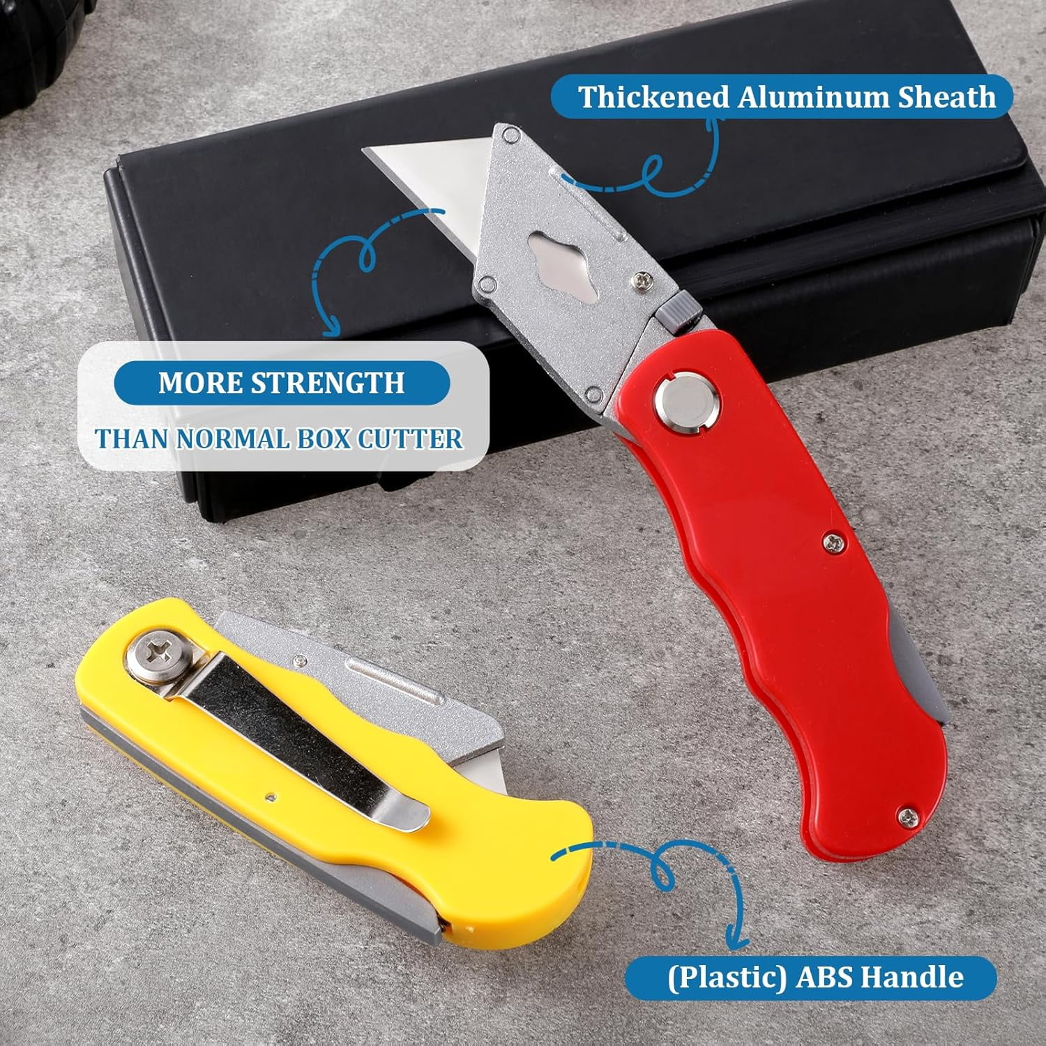 16Pcs Folding Utility Knife with 40Pcs Replacement Blades, Retractable Box Cutter Knife Heavy Duty Work Knife for Cardboard, Boxes and Cartons