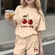 thumbnail image 1 of Conjuntos de blusas y camisas de cuello redondo y manga corta para niños, conjunto de dos piezas de top y pantalones cortos de manga corta con cuello redondo y manga corta para niños, top de poliéster, 1 of 6