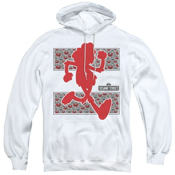 Sesame Street Elmo Runs Adult Pullover Hoodie Sweatshirt White