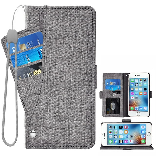 Wallet Case for iPhone 7 Plus 8 Plus, Blocking Card Slot Stand Shockproof TPU Interior Case PU Leather Magnetic Protect Flip Cover Compatible with iPhone 7 Plus 8 Plus, Blue