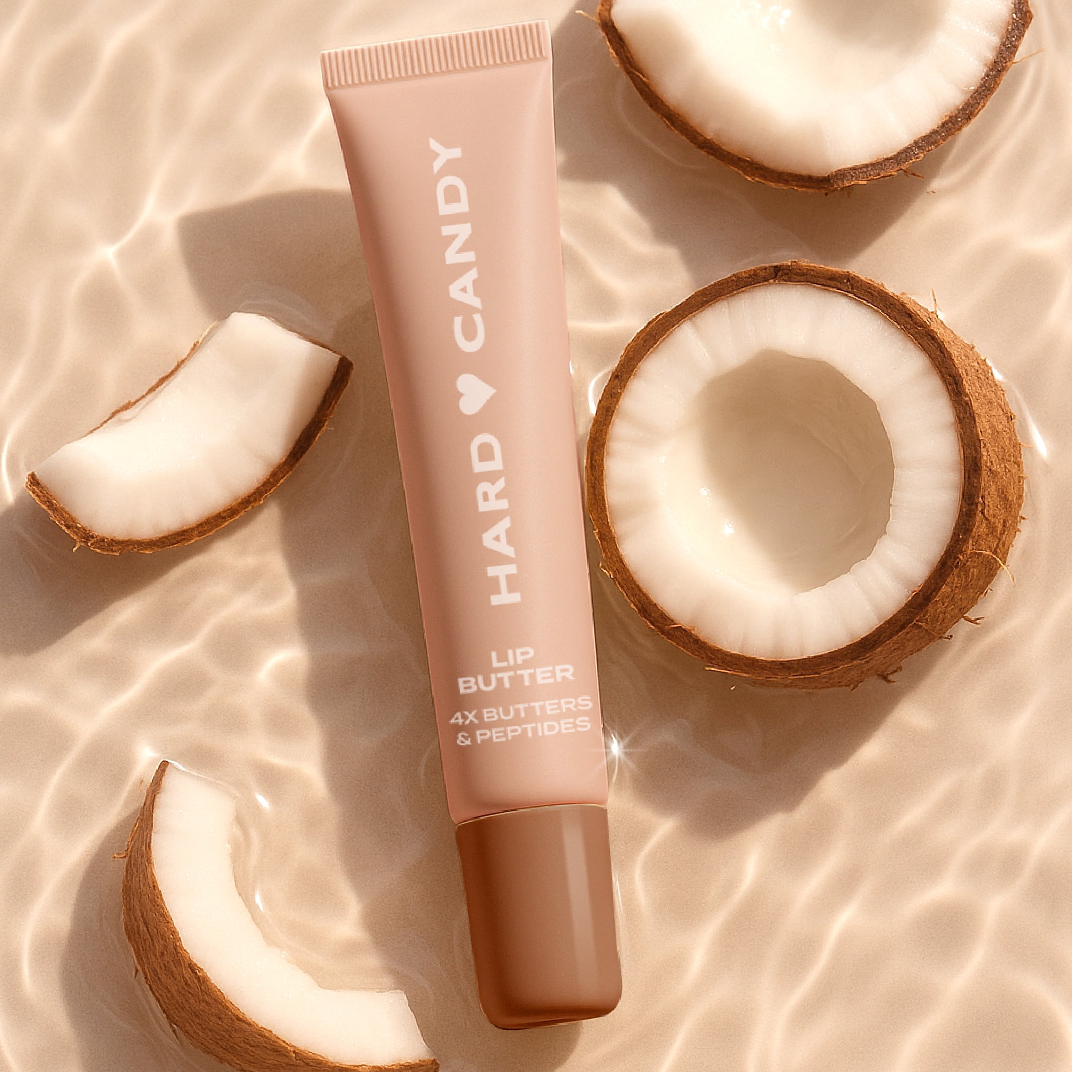 Hard Candy Lip Butter Glowy Balm, Toasted Coconut, Sheer Beige Tint, Shine, Hydration 15mL