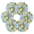 thumbnail image 7 of Yayeee 6 PCS Drink Coasters with Holder Set Woven Absorbent Round Tabletop Hot Pad, Cartoon Plaid Lemon, 7 of 7
