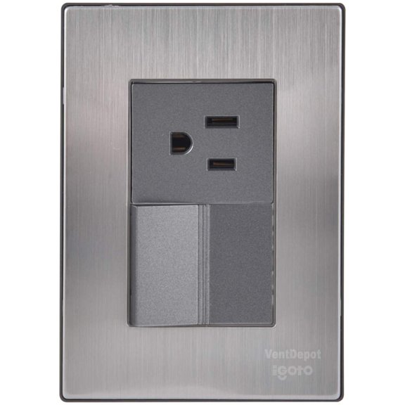 Apagador para Pared Inoxium1A1COxford 1Pza Contacto/Apagador 125-250VCA 10/15A 50/60Hz Plateado/Oxford Acero Inoxidable/