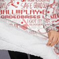 thumbnail image 3 of Oversized Wearable Blanket Hoodie,Red Baseball Terms Pattern Sherpa Blanket Hoodie with Super Pockets,Super Warm Fuzzy Pullover for Women & Men, 3 of 6
