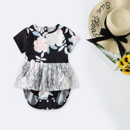 

ertutuyi matching family outfits mommy and me lace splice sleeveless dresses men and boy floral printed shirt black 3-6m