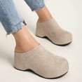 thumbnail image 3 of Women's Slip-On Platform Mule Clogs, Faux Suede Wedge Comfort Shoes, Casual Backless Loafers, 3 of 6