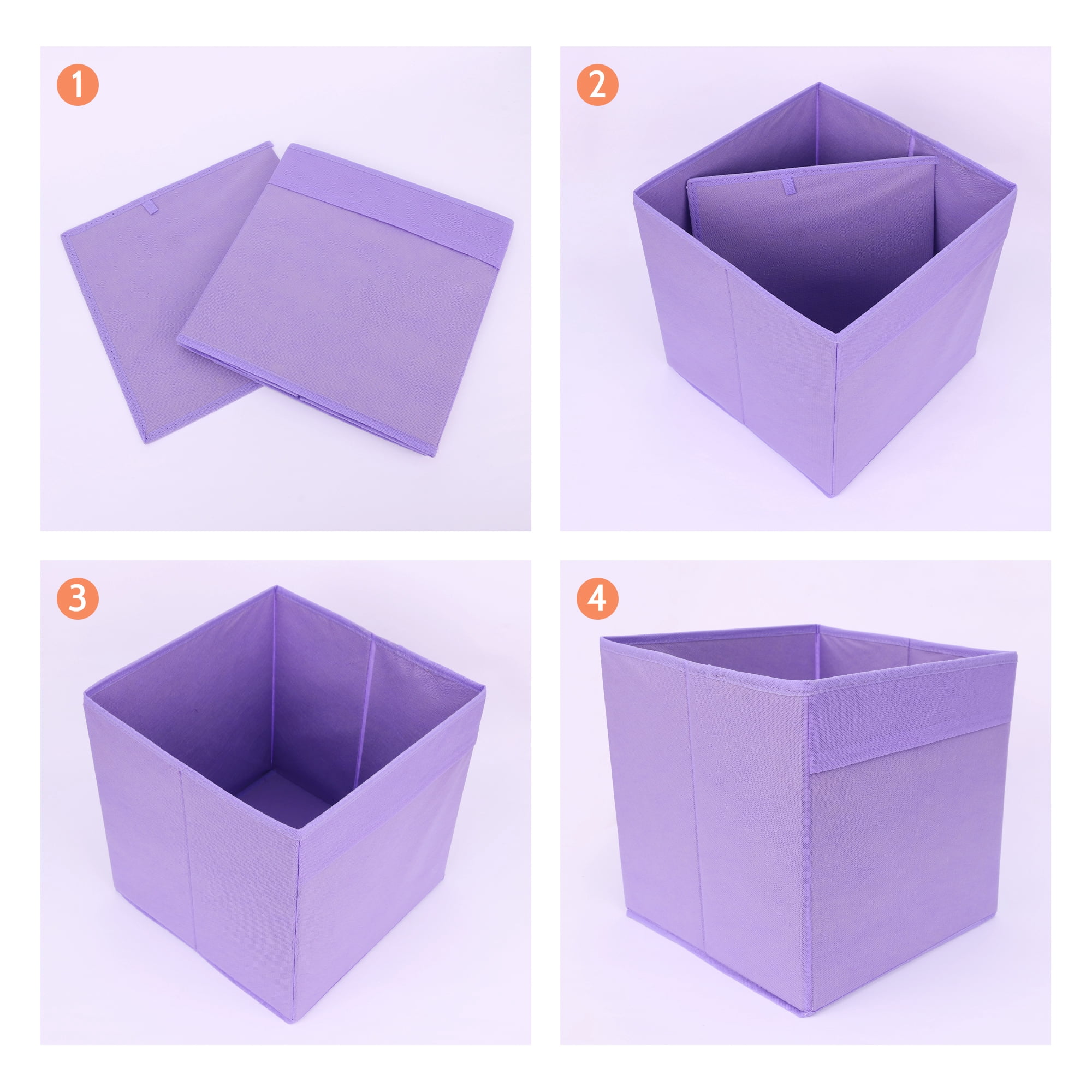 Unique Bargains Fabric Storage Cube Storage Bin Storage Basket Purple 12*12*12in