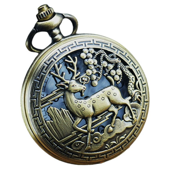 Pocket Watch Vintage for Men Portable Watches Deer Mechanical Retro Man