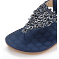 thumbnail image 5 of Women Rhinestone Sandals Summer Boho Casual Flat Ankle T-Strap Thong Elastic Comfortable Flip Flops Beach Shoes Sandal, 5 of 6
