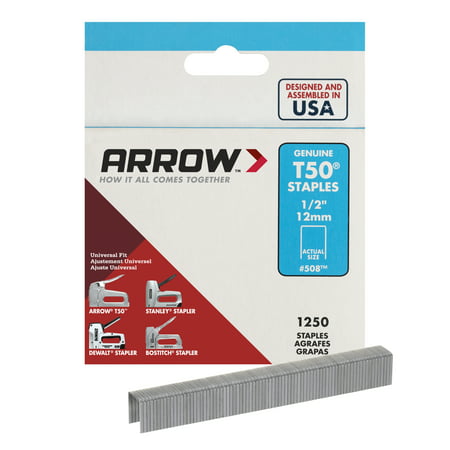 Arrow 1/2-Inch T50 Staples, 1250 Count