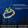 thumbnail image 2 of Gem Stone King 1.22 Ct Round Green Simulated Emerald 18K Yellow Gold Plated Silver Ring, 2 of 6