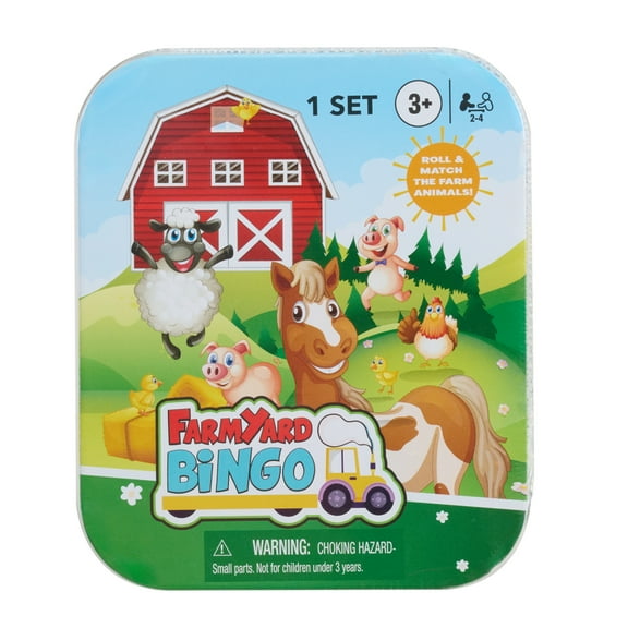 Just Play Farmyard Bingo Travel Game Tin, Kida Ages 3 and up (Walmart Exclusive)