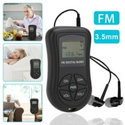 Mini Portable FM Radio, TSV Stereo LCD Digital Display Tuning Pocket Walkmen Transistor Conference Receiver with Earbuds for Walking / Running / Traveling