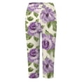 thumbnail image 4 of GEWSEY Capri Leggings for Women Floral Printed High Waist Capris Plus Size Casual Knee Length Slim Fit Yoga Cropped Pants (Purple, M), 4 of 5