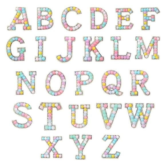 Set de parches de letras con perlas y pedrería A-Z, para planchar o coser en ropa y bolsos, manualidades DIY, apliques coloridos