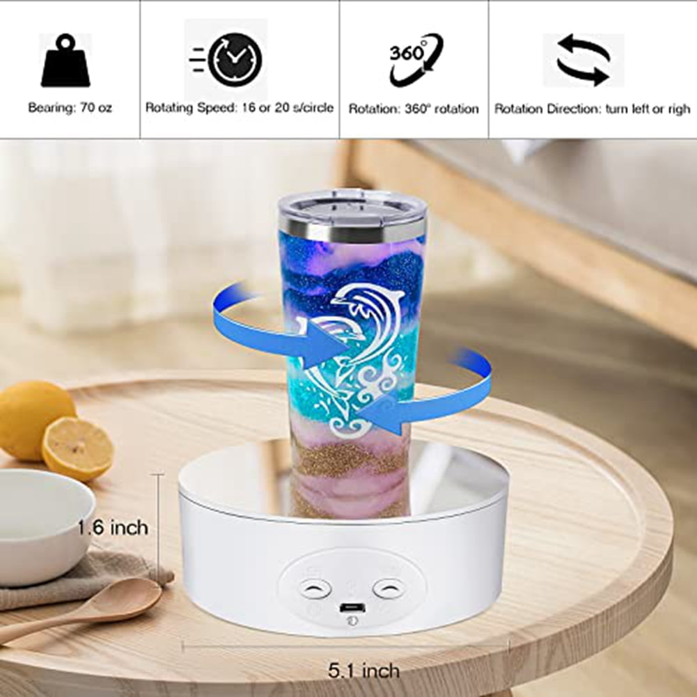 Motorized Rotating Display Stand, Turner for Tumblers with Adjustable Speed  Roller, 360° Automatic Mute Spin Turntable Photography Display, Tumbler