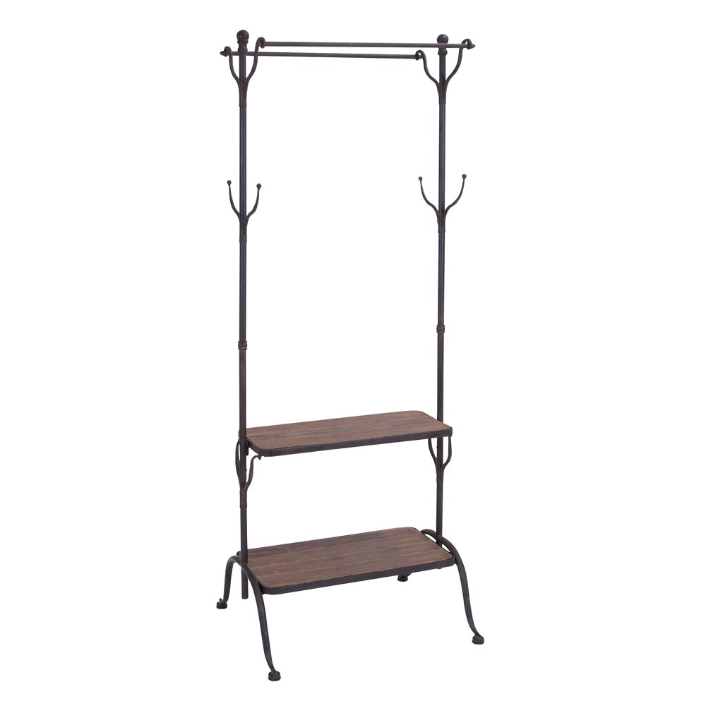 DecMode 72" x 38" Black Metal Industrial Coat Rack