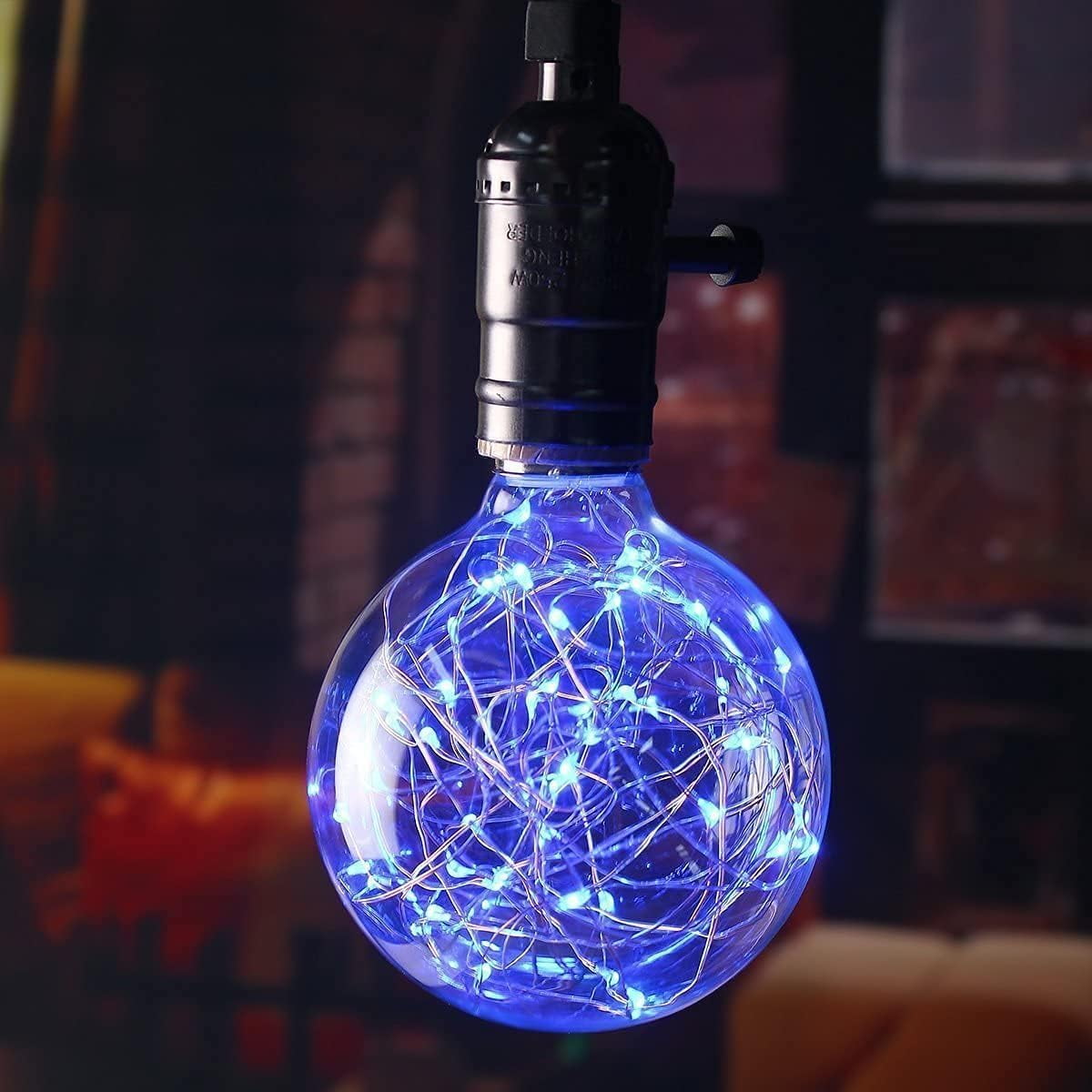 2 Pack Vintage Edison Bulb, G95 E27 220V 3W Fireworks Vintage Bulbs Incandescent Bulbs Edison Decorative Light Bulbs Copper Wire Firework Light Bulb