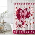 thumbnail image 4 of Happy Valentine's Day Bathroom Shower Curtains with 12 Hooks Polyester Waterproof Shower Curtain for Stalls and Bathtubs Beige Love Hearts Romantic Decorative Bathroom Privacy Curtain 66x72 Inches, 4 of 9