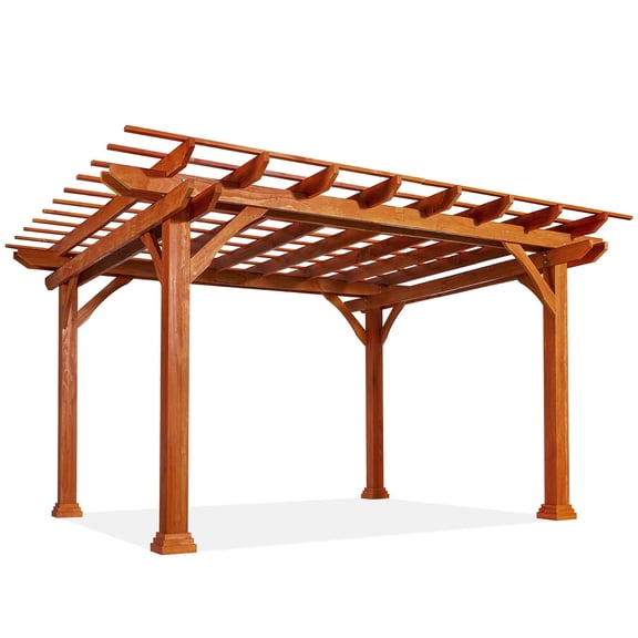 AECOJOY Outdoor Pergola 12'x10' Wood Pergola Gazebo with Durability, Stability, Structure, Snow and Wind Supported, Corrosion Resistance for Patio Deck Garden