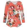 thumbnail image 5 of Delliss Women's Fashion Daily Print V Neck Pullover Long Sleeve Casual Button Top Watermelon Red XL, 5 of 7