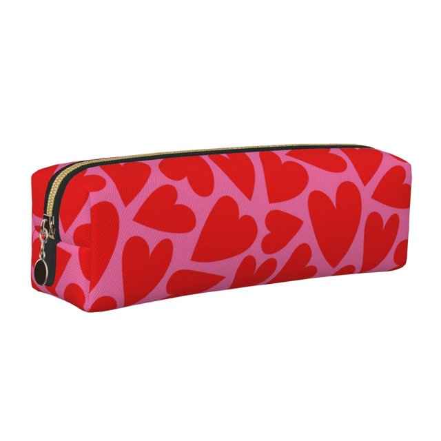 Fotbe Love Heart Estuche para Lápices de Cuero con Estampado, Estuche con Cremallera Resistente, Organizador Compacto y Elegante para Papelería