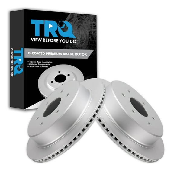 TRQ Rear Brake Rotors Set Vented Premium G-Coated Fits Select 2017-2019 Nissan TITAN