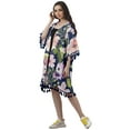 thumbnail image 4 of Moomaya Front Open Printed Shrug 3/4 Sleeve Georgette Beach Cover Up For Women, 4 of 6