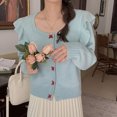 thumbnail image 3 of Cárdigan de punto de estilo dulce nuevo retro francés para otoño e invierno, tops cortos, suéter fresco y elegante que combina con todo, abrigo para mujer, 3 of 5