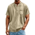 thumbnail image 5 of Jerdar Men's Henley Shirt 100% Cotton Acid Wash Tee Short Sleeve Solid Retro Vintage Style Washed Henley Casual T-Shirt, 5 of 6
