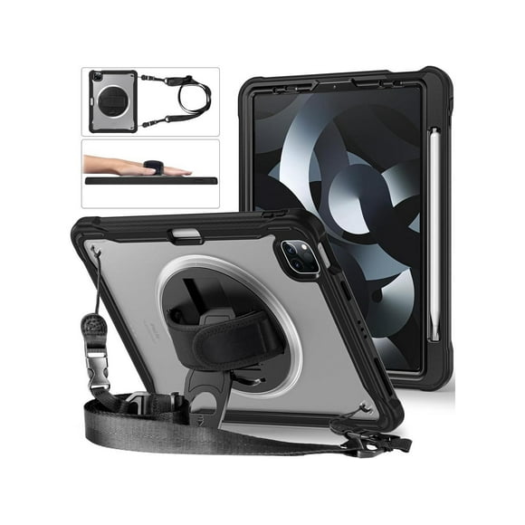 Case for iPad Air 11 inch 2025 2024 M3 M2, iPad Air 5 Air 4 10.9 inch 2022 2020, iPad Pro 11 2022 2021 2020 2018 4th 3rd 2nd 1st Gen Shockproof Cover with Pencil Holder, Stand, Shoulder Strap