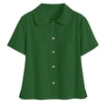 thumbnail image 4 of Yievot Button Down Shirts for Women Loose Casual Collared Shirt Short Sleeve Summer Tops with Pockets, 4 of 7