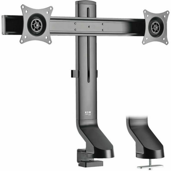 Tripp Lite Dual-display Monitor Arm With Desk Clamp And Grommet Height Adjustable, 17" To 27" Monitors Mounting Kit For 2 Lcd Displays Steel Black Screen Size: 17"-27" Clamp Mountable