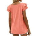 thumbnail image 6 of Jusfitsu Womens T shirts Ruffle Short Sleeve V Neck Summer Top Loose Fitted Tee for Women Dreesy, 6 of 7